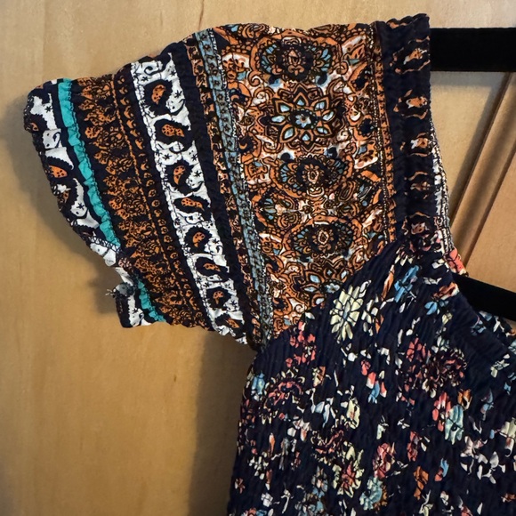 SHEIN Multicolor Floral Smocked Sun Dress With Side Slit - Picture 10 of 11